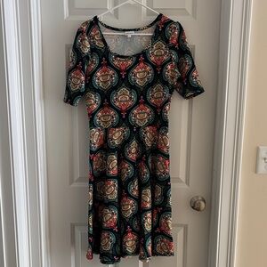 LuLaRoe Multi Colored Patterned Midi Dress